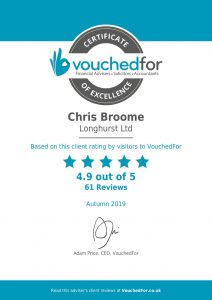 VouchedFor Certificate of Excellence - Chris Broome Longhurst