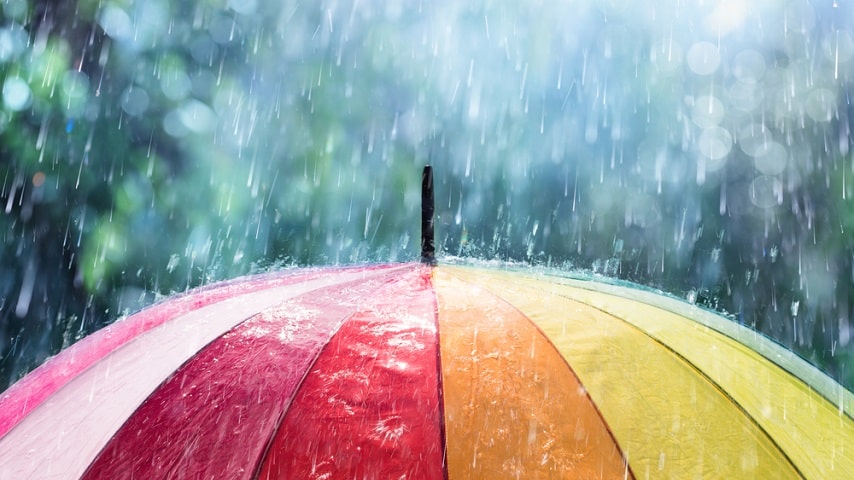colourful umbrella in the rain