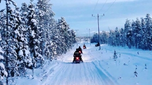 Snowmobiles in Lapland
