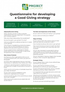 Project Longhurst - Questionnaire for developing a Good Giving strategy